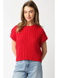 Red Cable Knit Vest Top