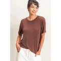 Crew Neck Pocket Tee in Dark Brown