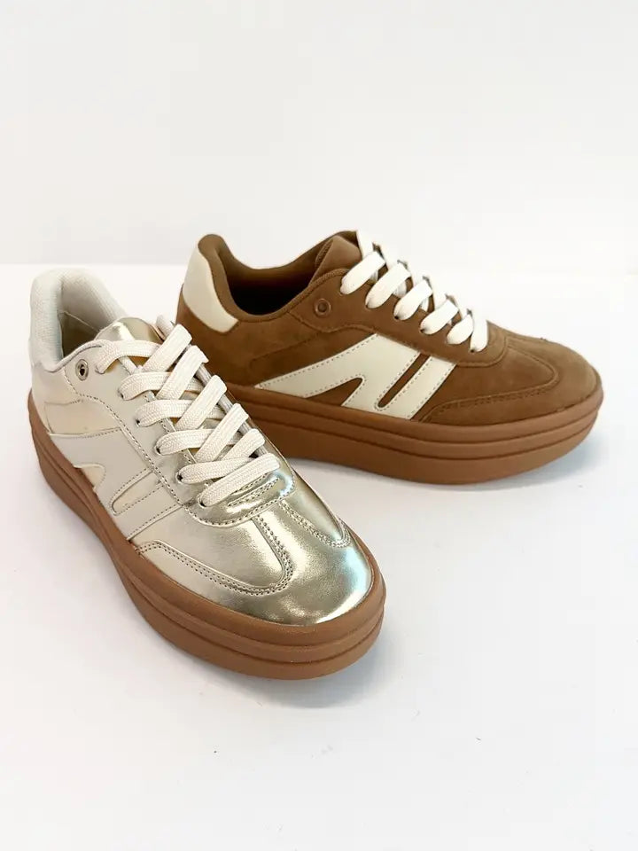 Gold Vintage Platform Sneakers