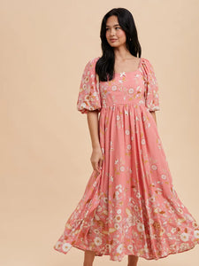 Border Print Maxi Dress IN PINK FLORAL