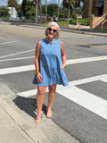 Back Cutout Sleeveless Denim Dress