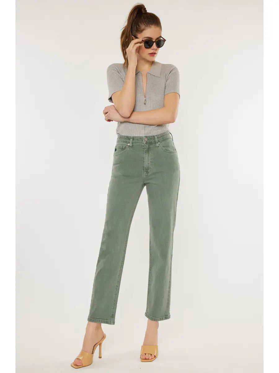 KanCan Ultra High Rise 90’S Olive Straight Jeans