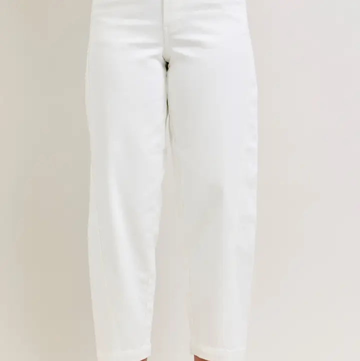 Judy Blue High Waist Rigid Magic Panel Barrel in White