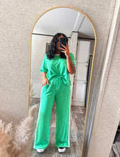 Load image into Gallery viewer, Solid French Terry Knit Wide Leg Set in Green
