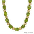 Water Resistant Gold and Olive Green 14mm Beaded 16"-18" Necklace