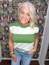 Load image into Gallery viewer, Classic Striped Sleeveless Knit Top in moss
