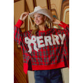 Christmas Tartan Plaid Merry Chenille Patch Sweatshirt