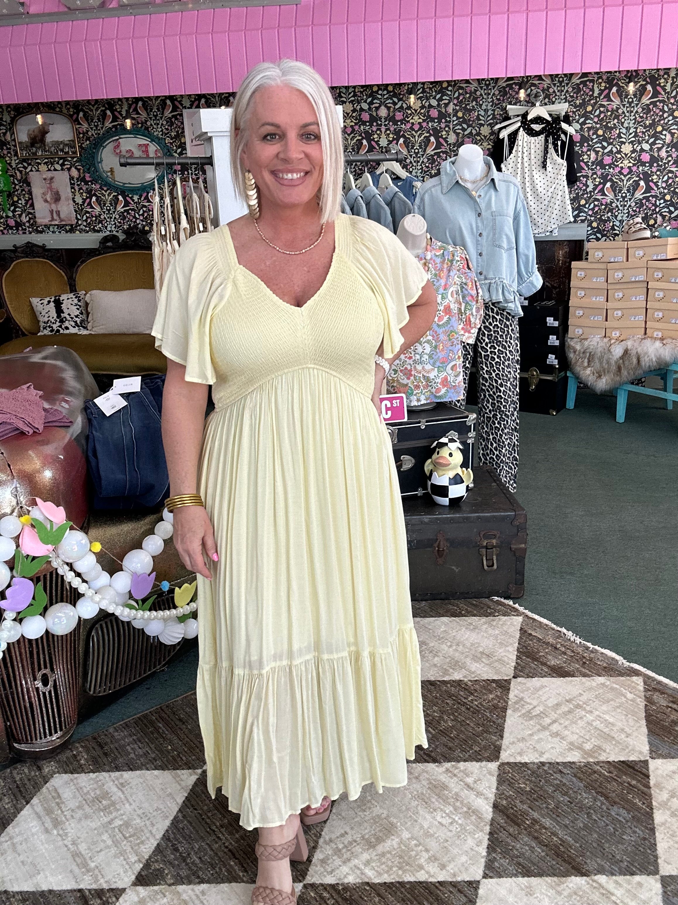 Lemon Water Modal Smocked Dress