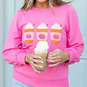 Hot pink pumpkin spice long sleeve top