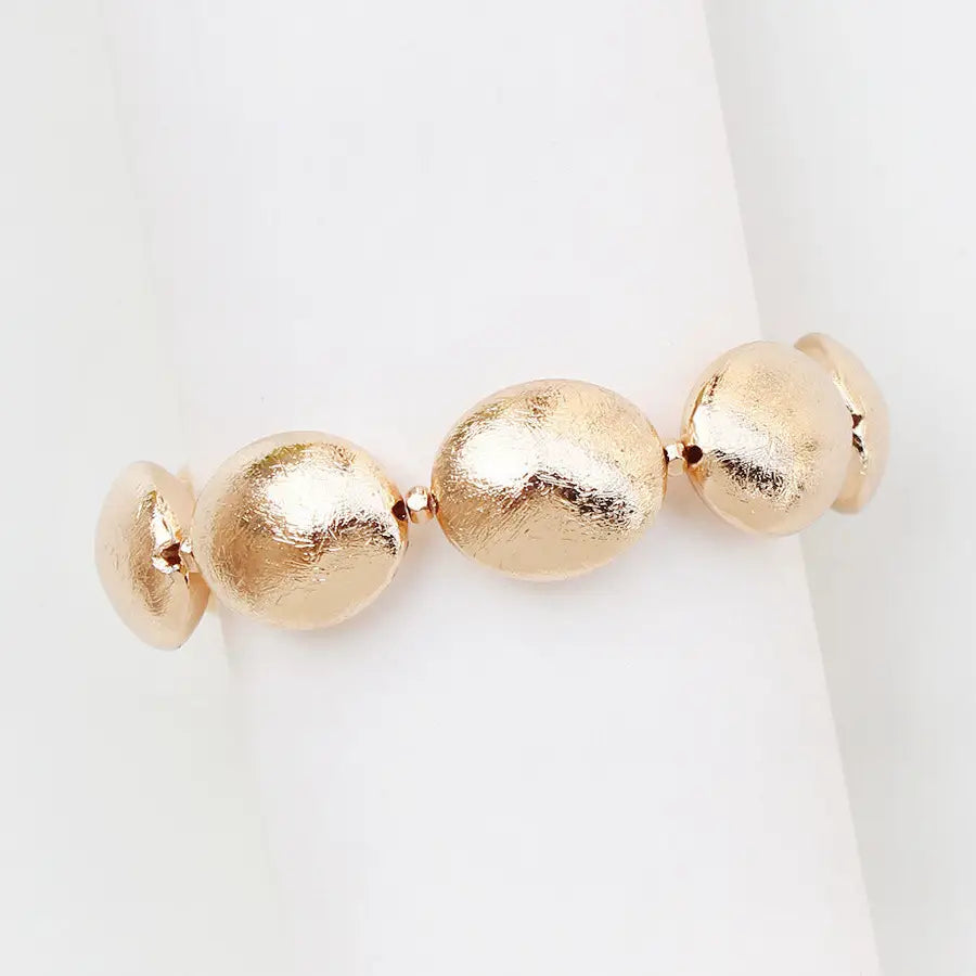 Gold Flat Beaded Stretch Bracelet