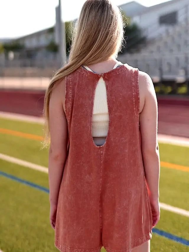 Vintage Orange Tailgate Romper
