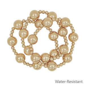 Set of 3 14MM Ball and 5MM Beaded Stretch Bracelets