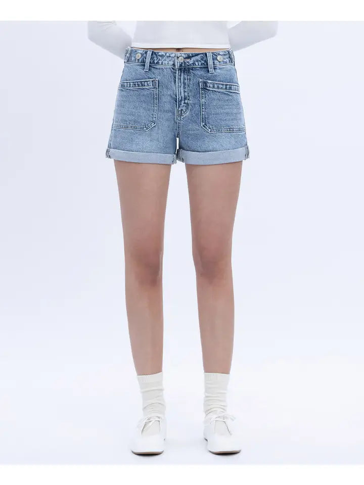 Vervet High Rise Tabbed Waistband Cuffed Denim