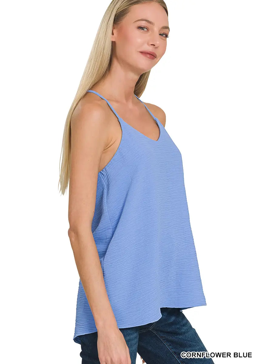 Cornflower Adjustable Strap V-Neck Cami Top