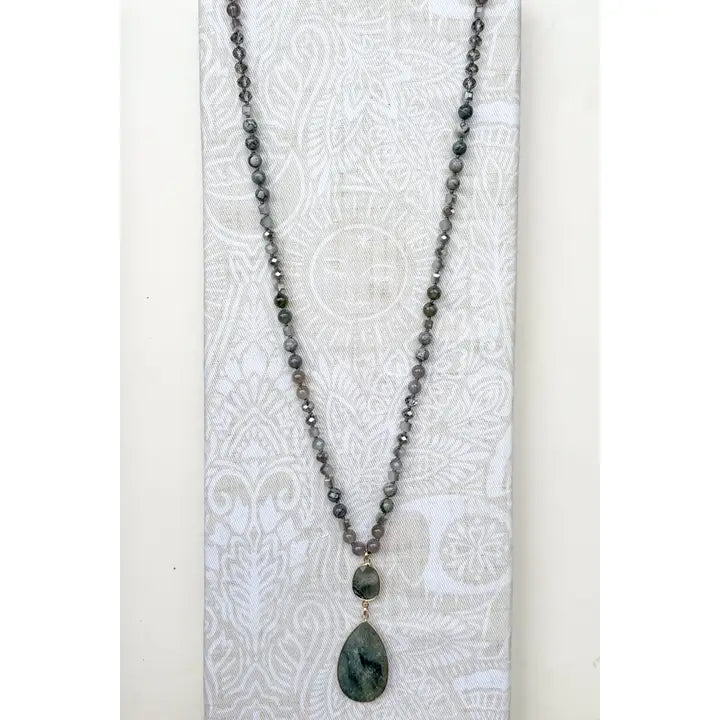 Polish Stone Long Beaded Necklace