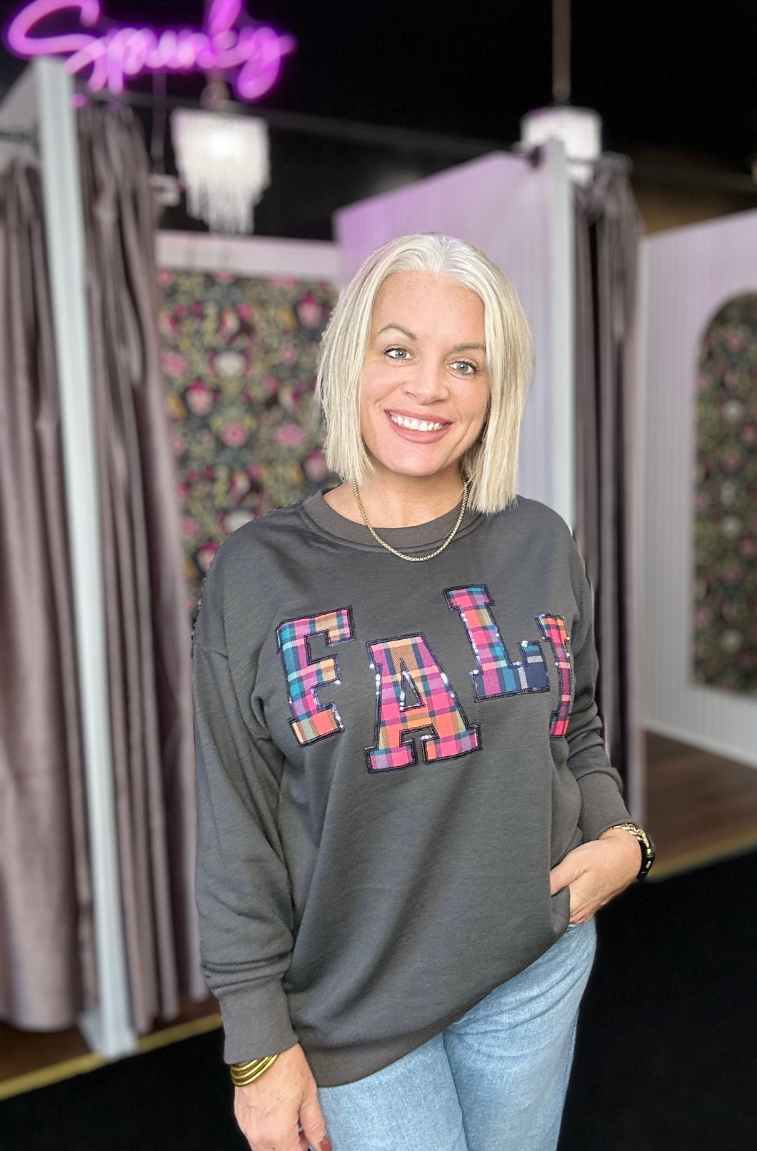 Clearance Fall Plaid Patch Pullover