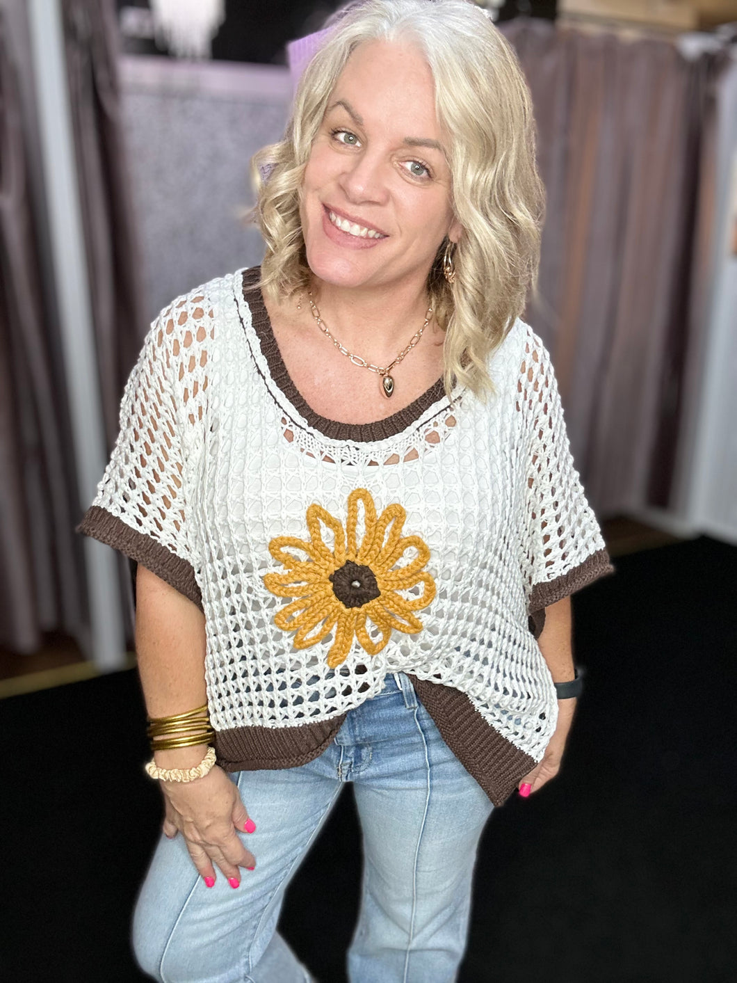 Crochet sunflower top