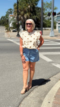Brown Polka Dot Bubble Crop Top