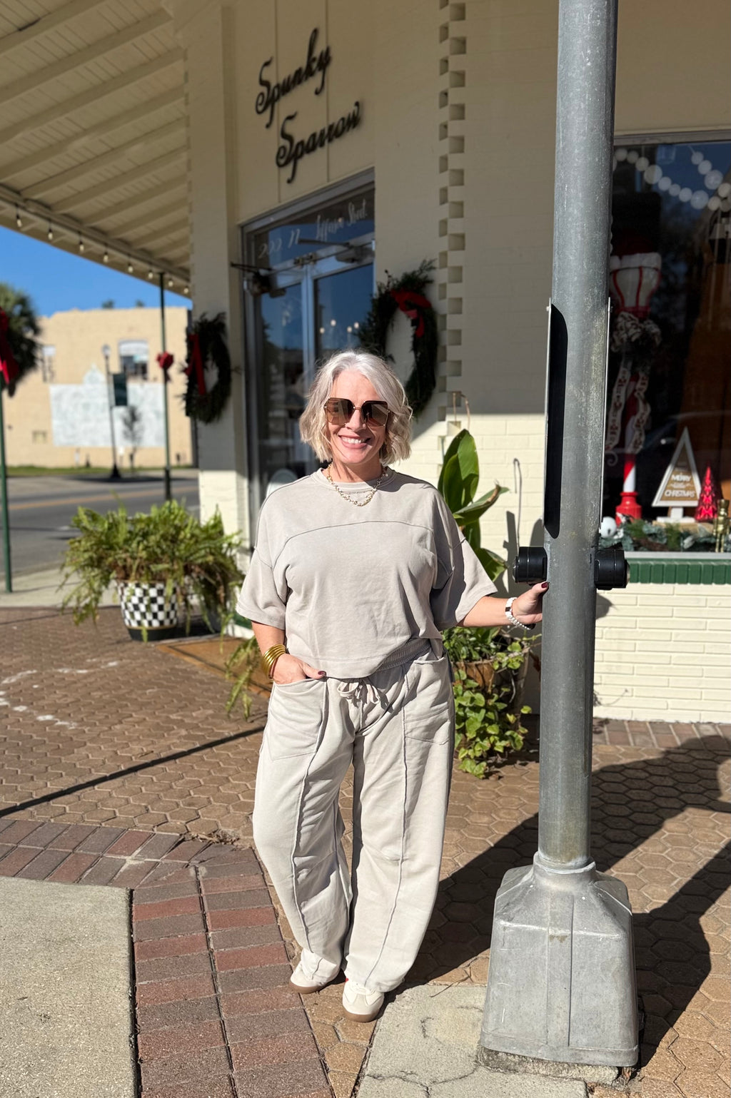 Dove Grey Washed Barrel Pants Set