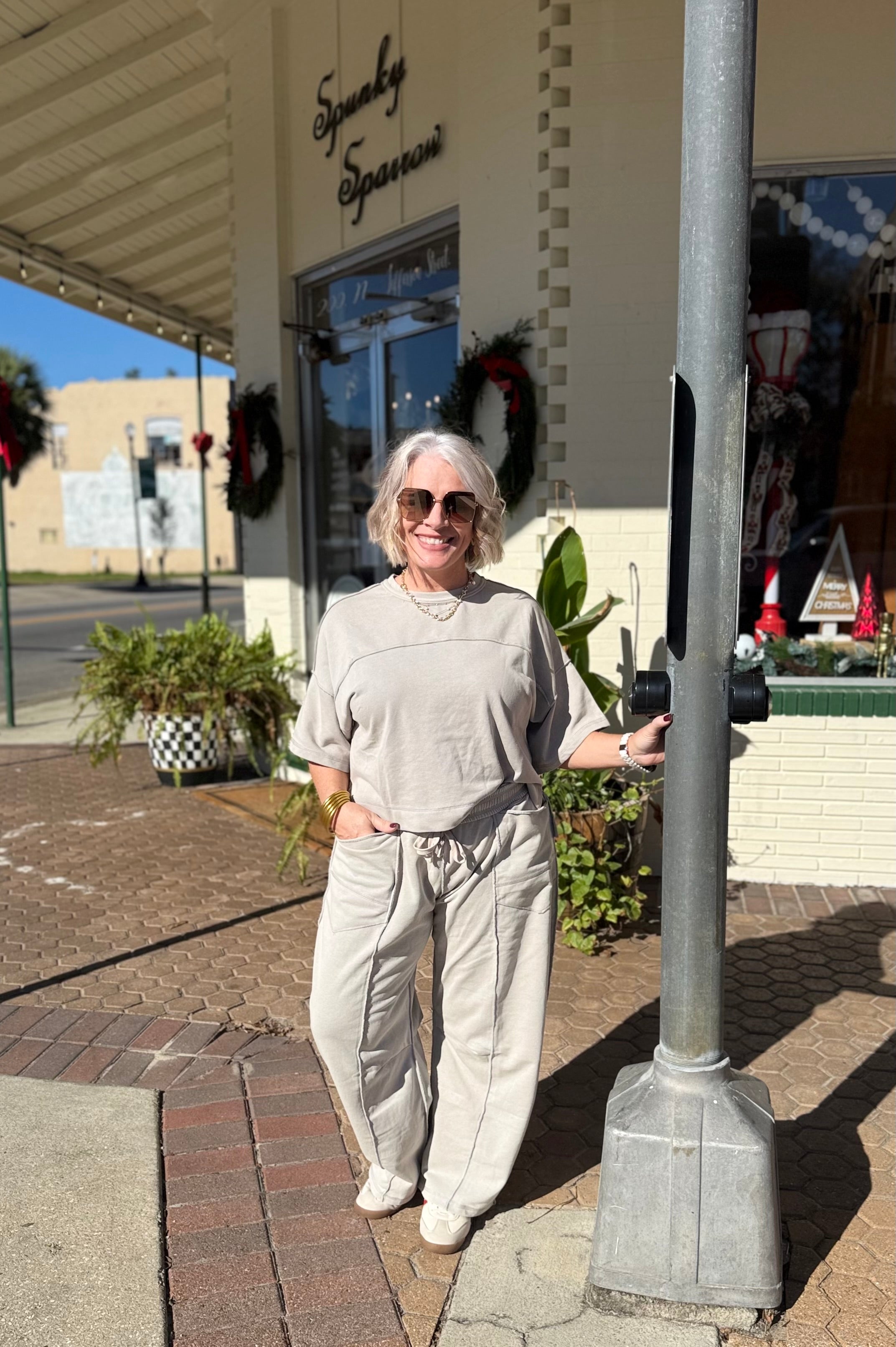 Dove Grey Washed Barrel Pants Set