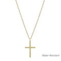 Water Resistant Thin Gold Cross 16"-18" Necklace