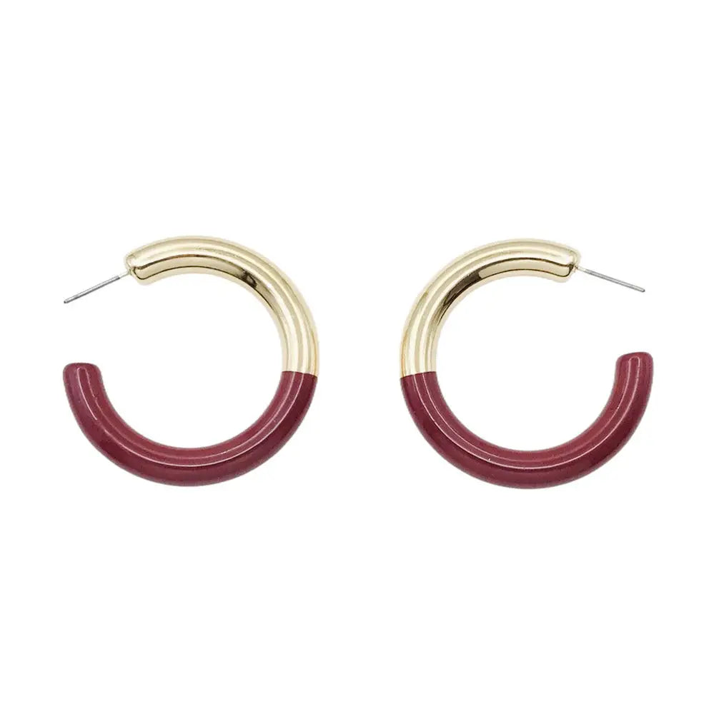 Gold Hoop with Maroon Acrylic Gameday 2" Hoop Earring
