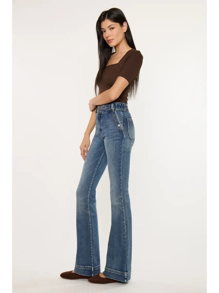 KanCan High Rise Dark Wash Flare Jeans