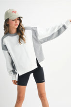 Load image into Gallery viewer, Colorblock Terry Pullover TOP IN WHITE AND GREY
