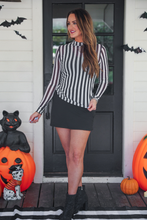 Load image into Gallery viewer, Black N White Striped Mesh Top
