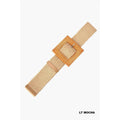 Light Mocha Bohemian Straw Square Pin Buckle Belt