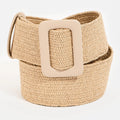 Rectangle Buckle Straw Braided Belt