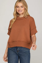 Load image into Gallery viewer, DROP HALF SLEEVE CREW NECK SWEATER CINNAMON
