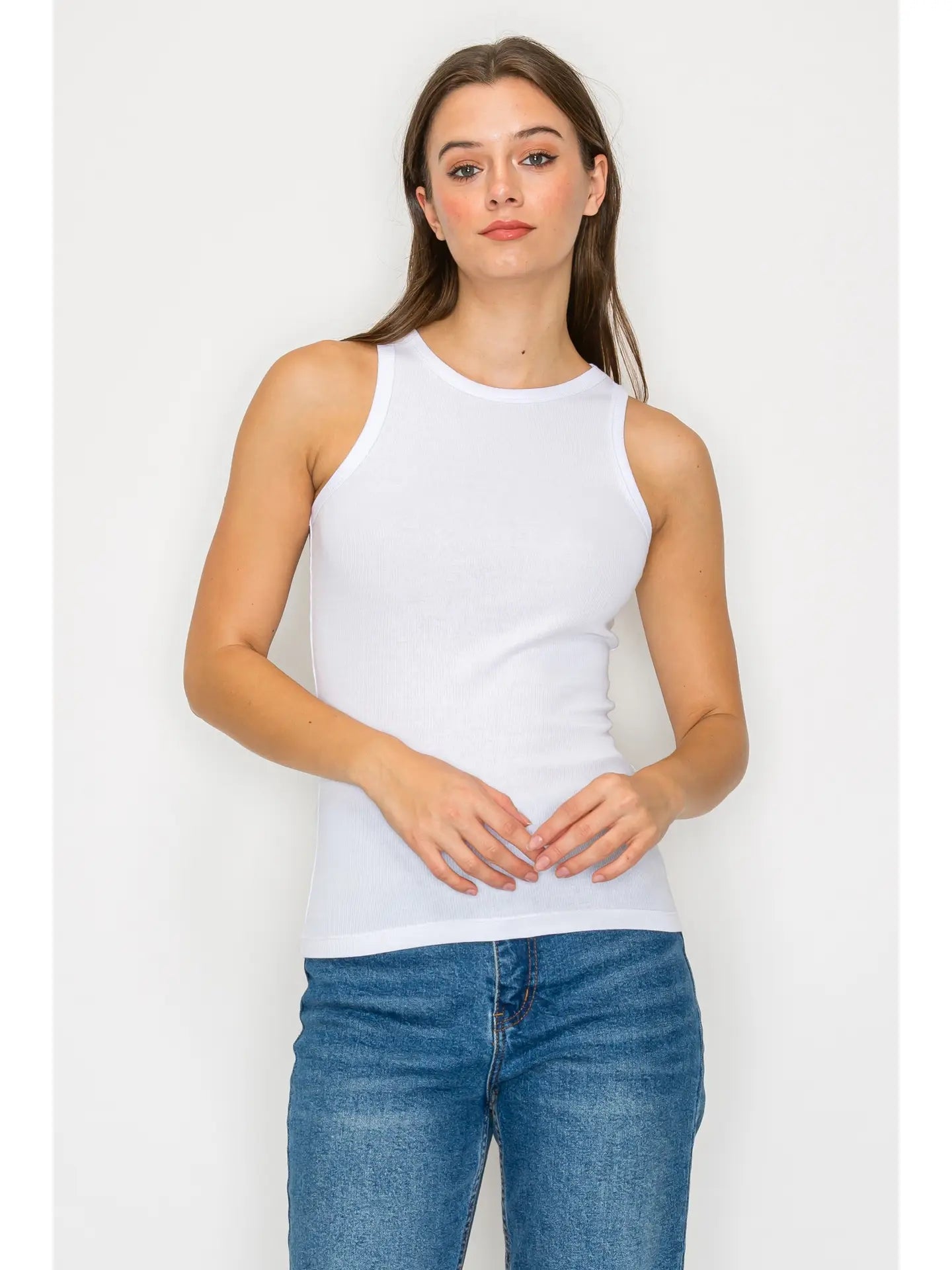 High Neck Ribbed Tank Top