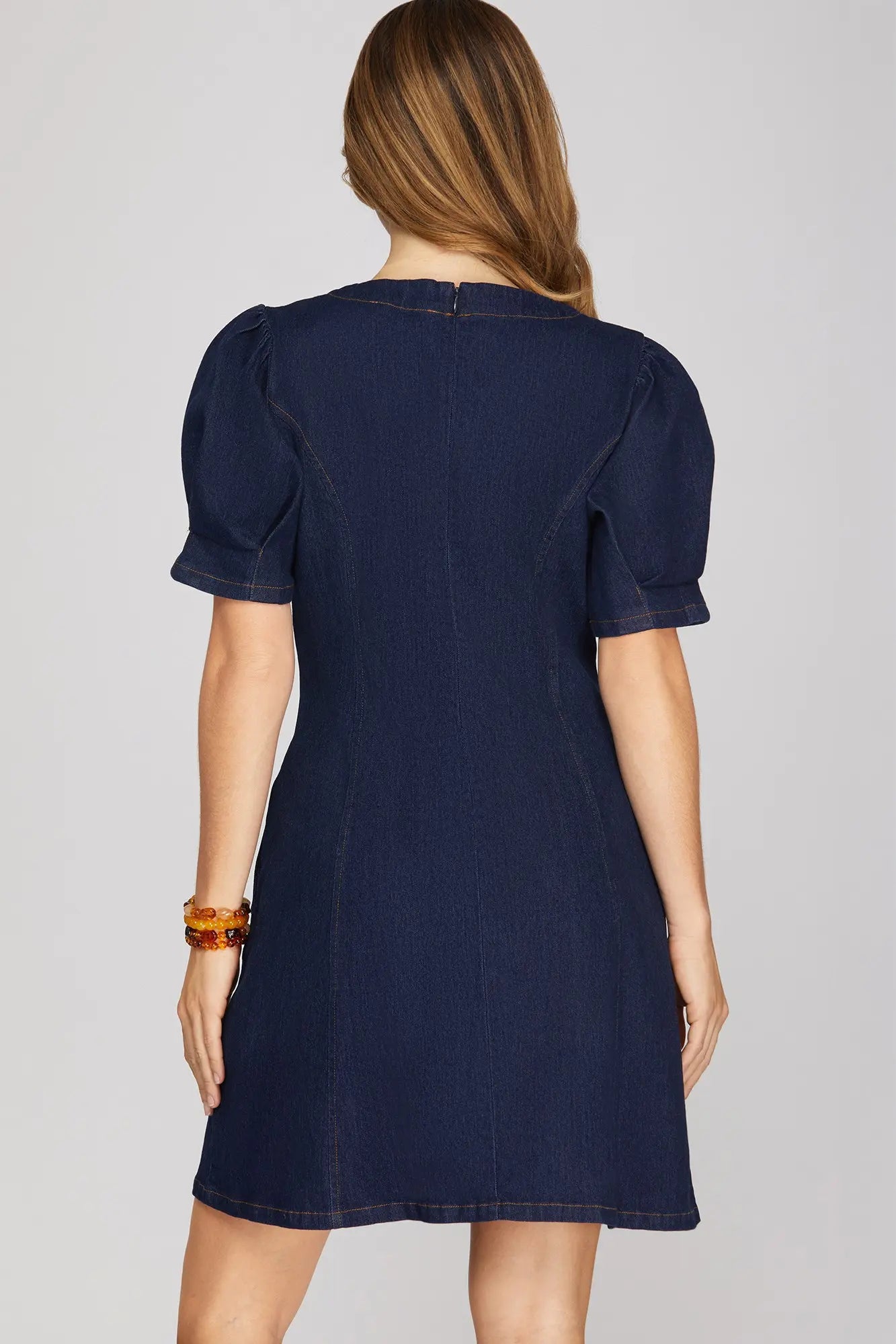 DARK DENIM SHORT SLEEVE DRESS