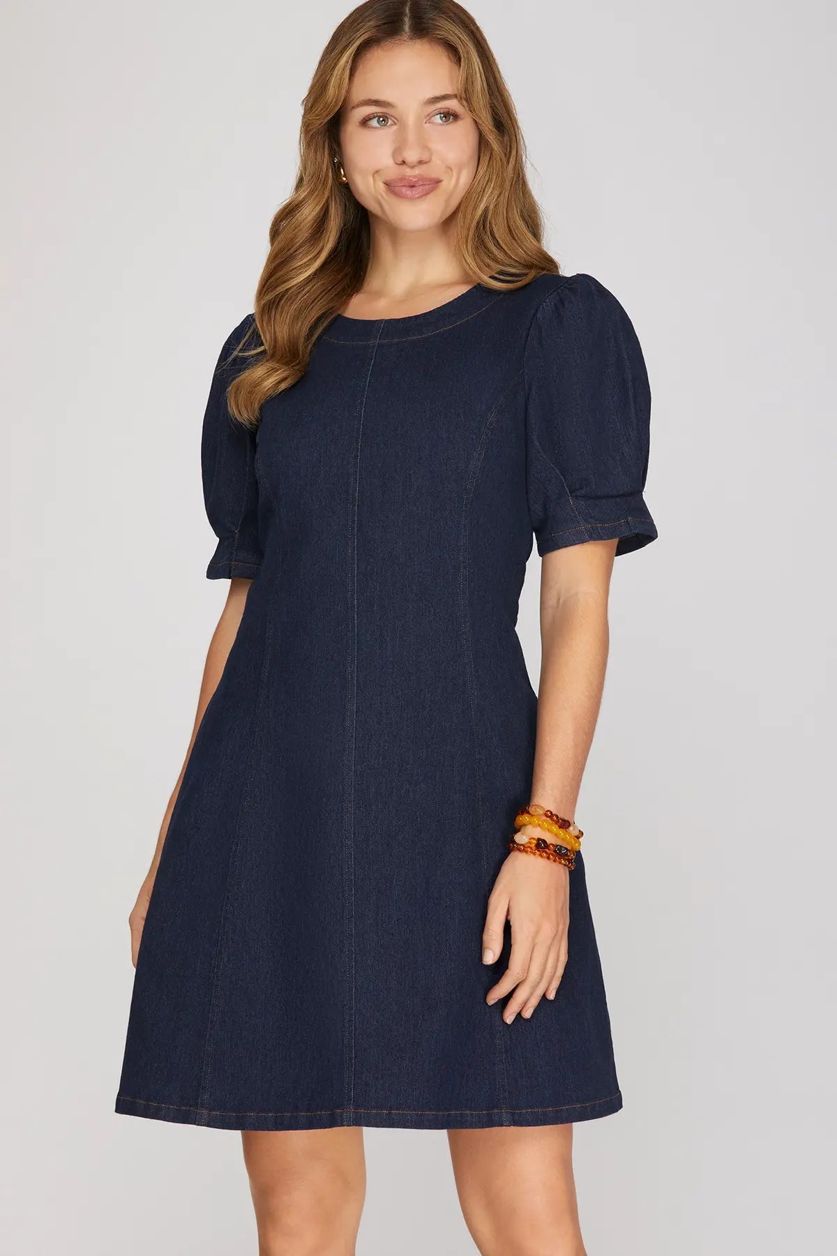 DARK DENIM SHORT SLEEVE DRESS