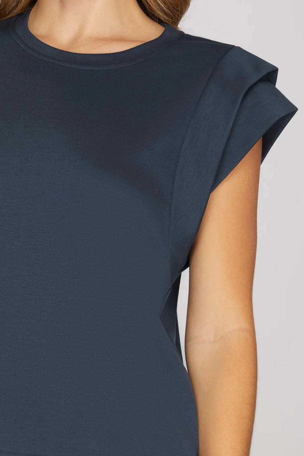 NAVY DOUBLE CUFF TOP