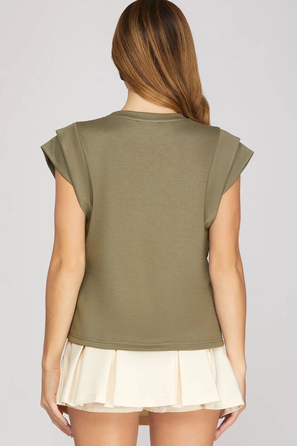 OLIVE DOUBLE CUFF TOP