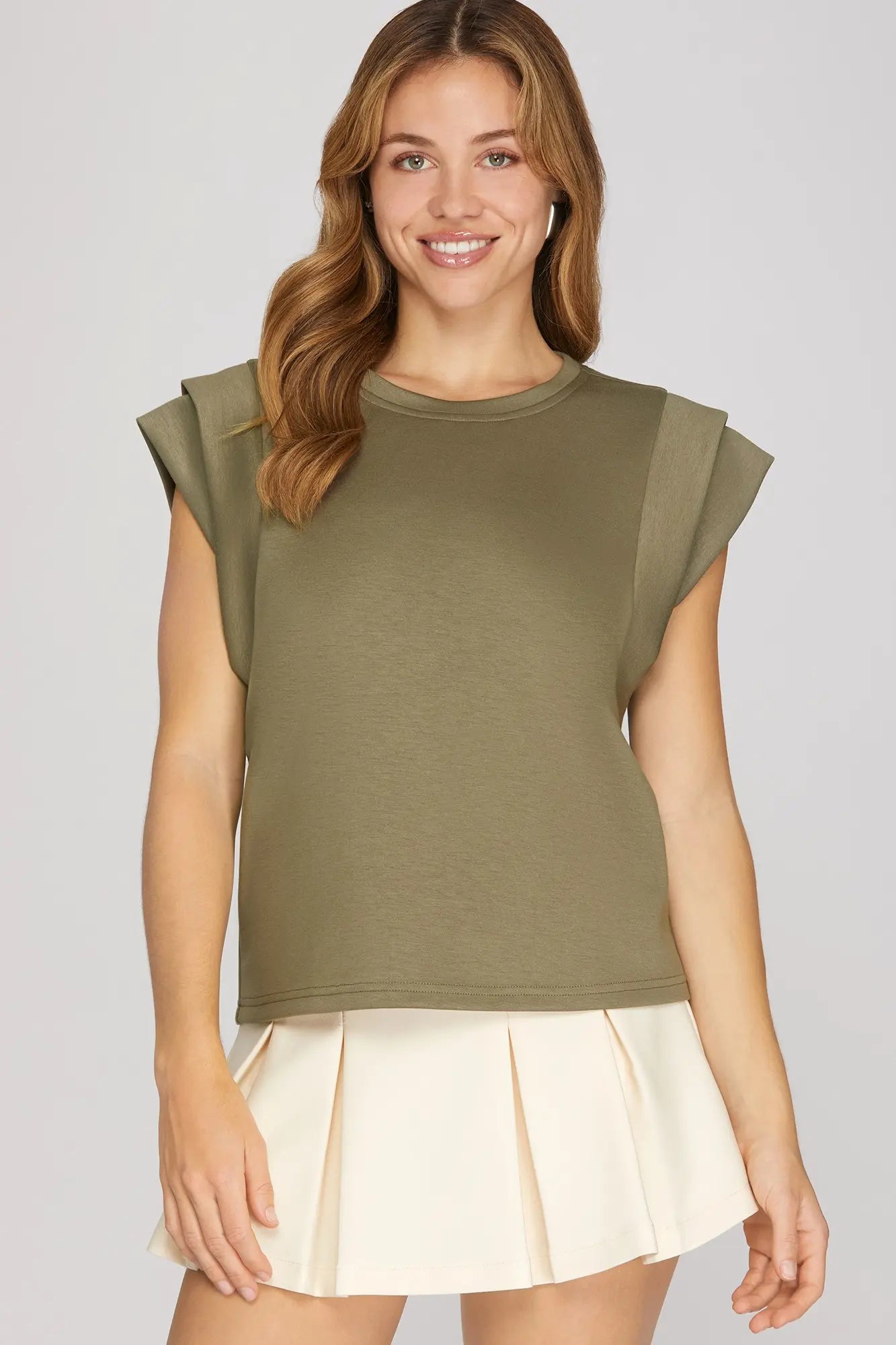 OLIVE DOUBLE CUFF TOP