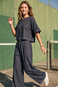 Denim Blue Half Sleeve Top and Pants Set
