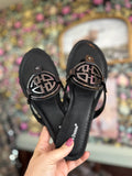 Medallion sandals pewter black