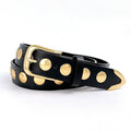 Black Faux Leather Gold Studded Belt