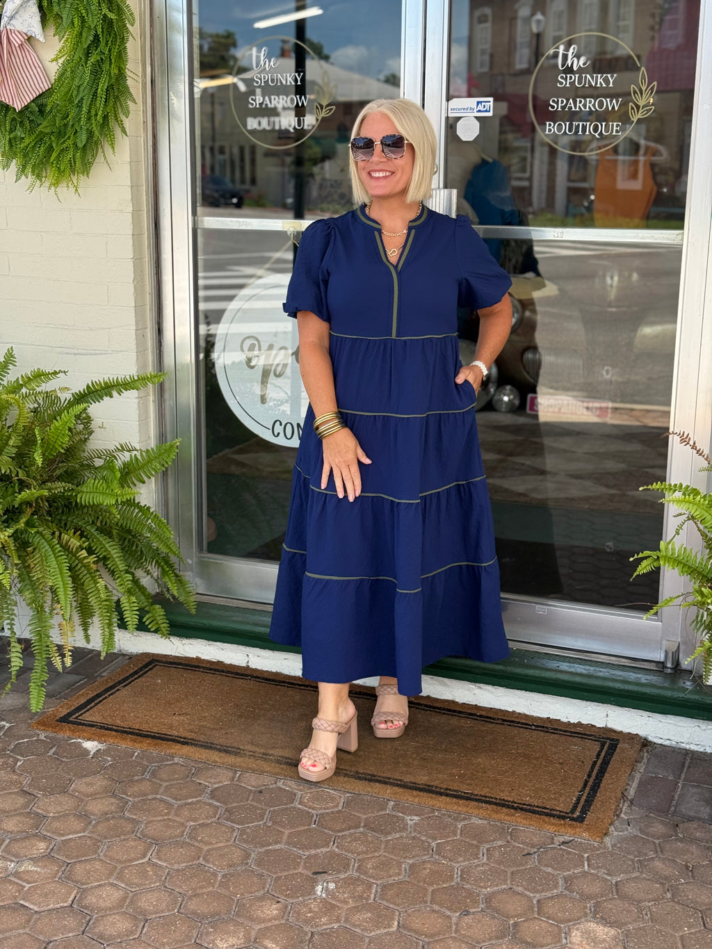 Kinsley Dress | Navy SEERSUCKER DRESS