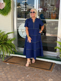 Kinsley Dress | Navy SEERSUCKER DRESS