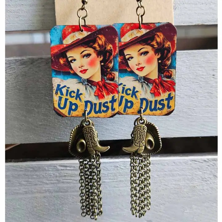 Kick Up Dust Cowgirl Tassel Earrings
