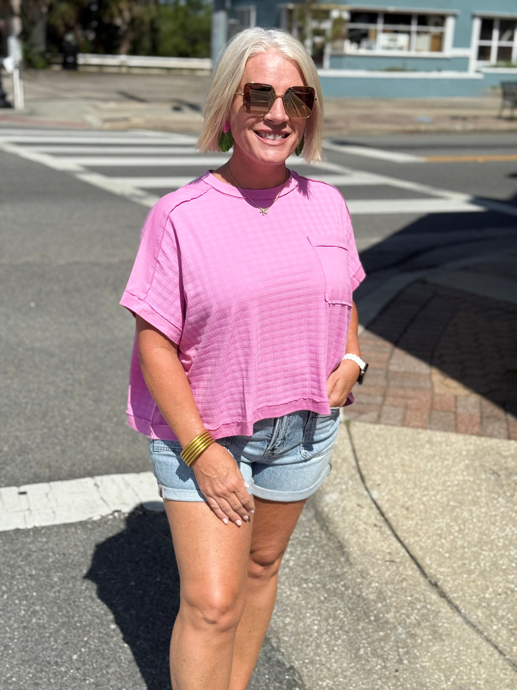 ORCHID Dolman Sleeve Textured Knit Casual Top