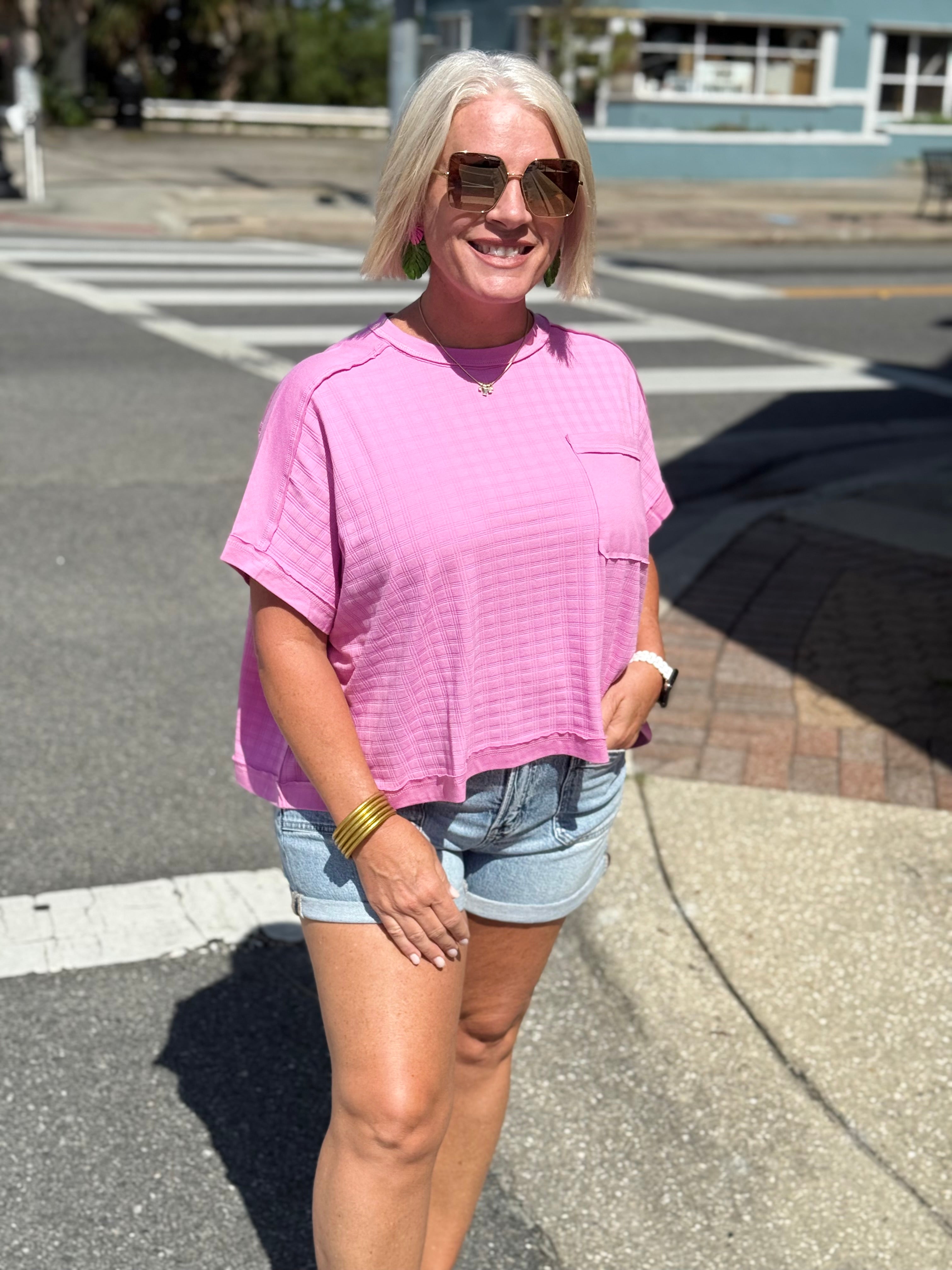 ORCHID Dolman Sleeve Textured Knit Casual Top