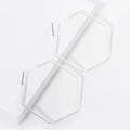 Silver 40mm Skinny Hexagon Open Hoop Earrings
