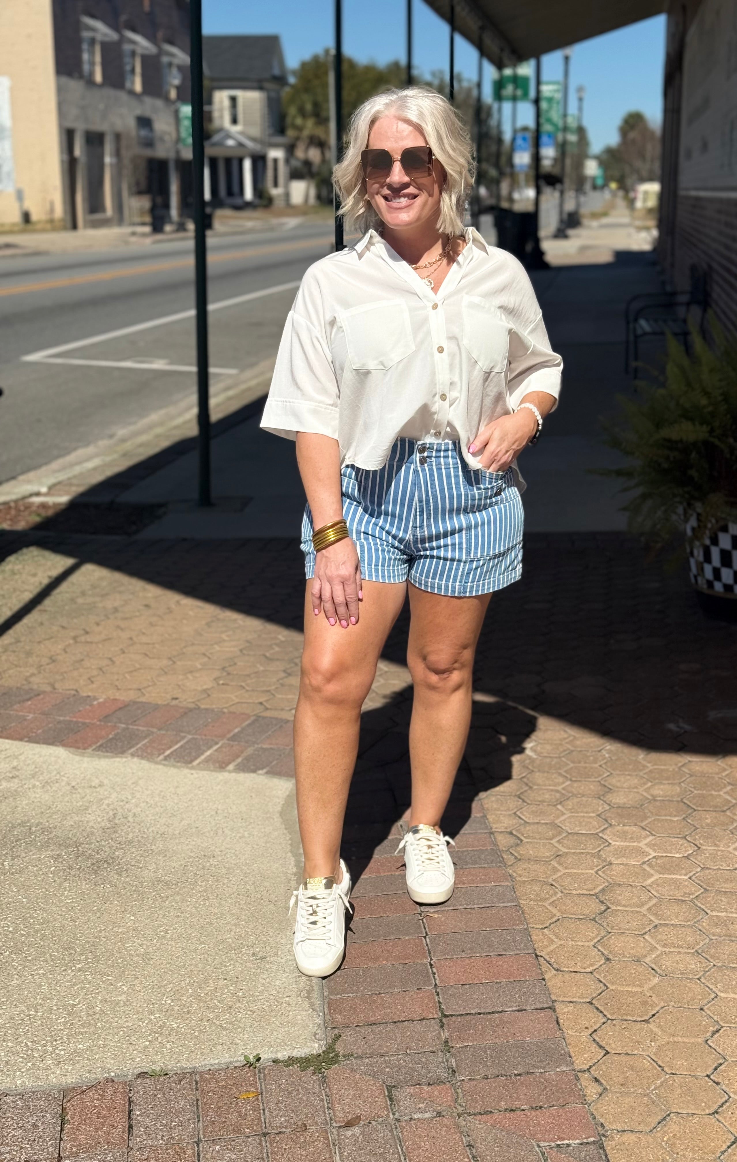 Kancan High Rise Striped Shorts