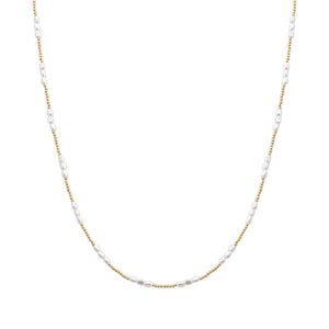 Gold Small Beaded and Triple Pearl 16"-18" Necklace
