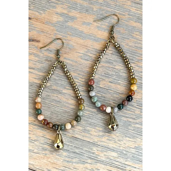 3" Teardrop Beaded Hoop Earrings